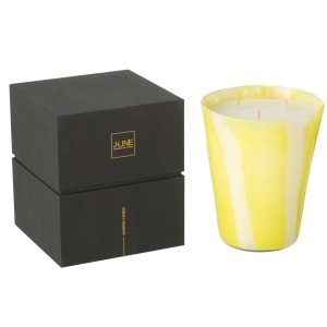 SCENTED CANDLE NOA LINES YELLOW LARGE-95HOURS