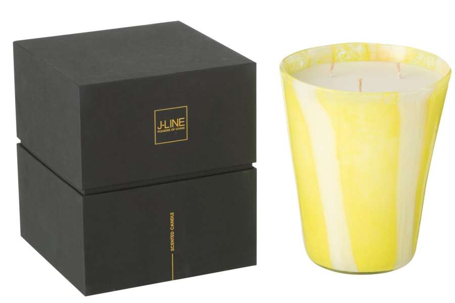 SCENTED CANDLE NOA LINES YELLOW LARGE-95HOURS