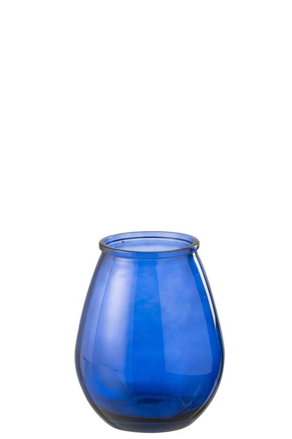 VASE EGG GLASS BLUE SMALL