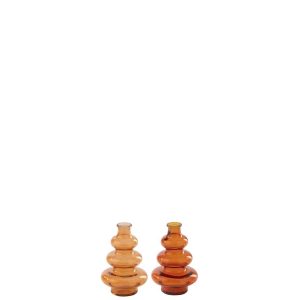 VASE  GLASS DARK ORANGE/LIGHT ORANGE ASSORTMENT OF 2