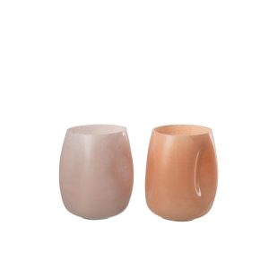 VASE BUMPS GLASS PINK/ORANGE SMALL ASSORTMENT OF 2