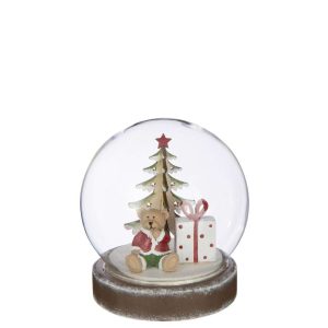 BALL LED BEAR PLYWOOD WHITE/CHRISTMAS RED