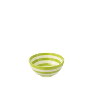 BOWL GRANADA STRIPES HIGH CERAMIC WHITE/GREEN SMALL