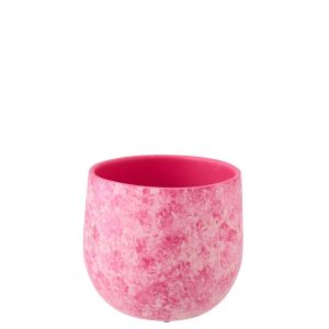 FLOWERPOT CERAMIC PINK/WHITE LARGE