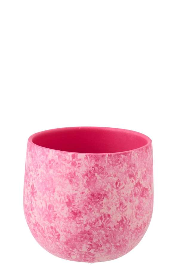 FLOWERPOT CERAMIC PINK/WHITE LARGE