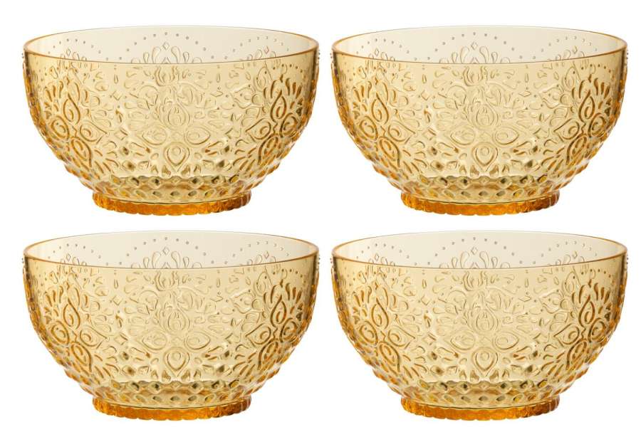 BOX OF 4 BOWL PLASTIC YELLOW