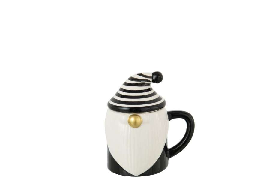 MUG + LID SANTA CLAUS DOLOMITE BLACK/WHITE