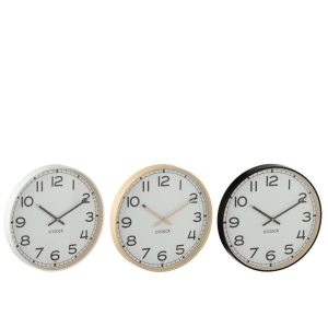 WALL CLOCK ROUND PLASTIC BEIGE/WHITE/BLACK LARGE ASSORTMENT OF 3