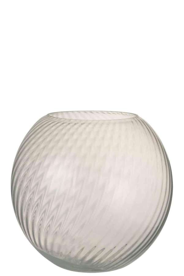 VASE ROUND RIDGES GLASS WHITE LARGE