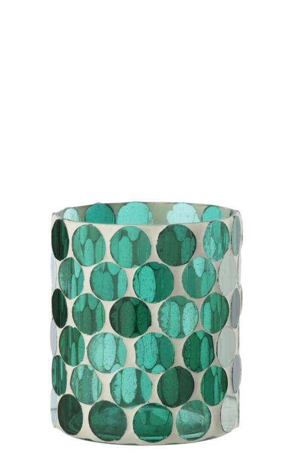 CANDLE HOLDER GLASS TURQUOISE LARGE