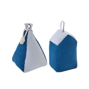 DOORSTOP BEACH HOUSE + ANCHOR STRIPED POLYESTER DARK BLUE/WHITE ASSORTMENT OF 2