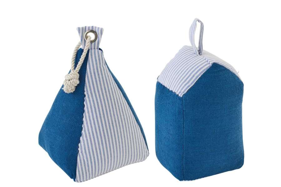 DOORSTOP BEACH HOUSE + ANCHOR STRIPED POLYESTER DARK BLUE/WHITE ASSORTMENT OF 2