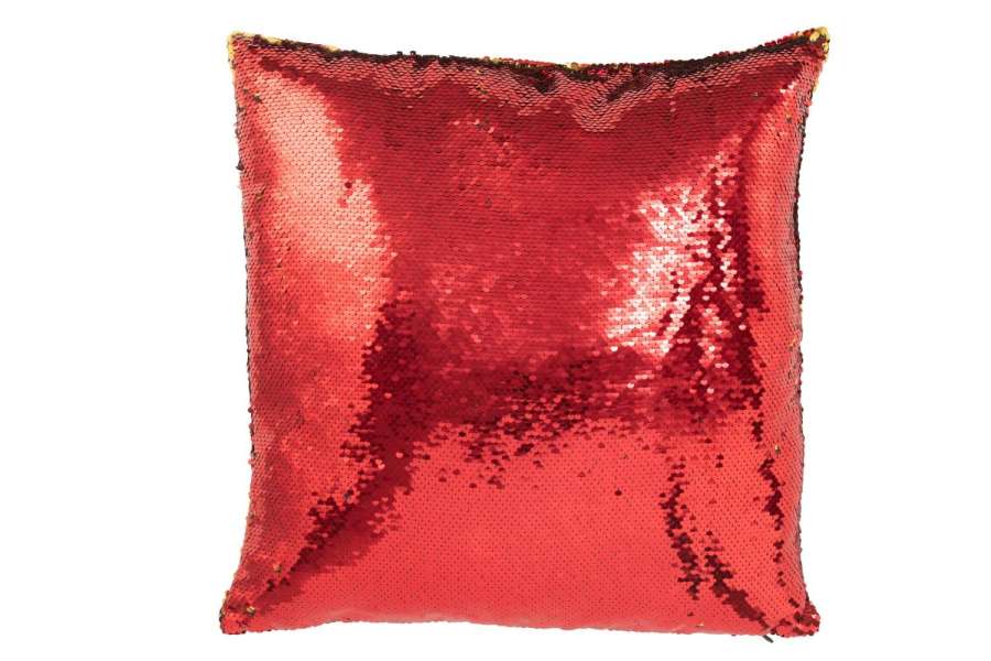 CUSHION REVERSIBLE SEQUIN RED/GOLD