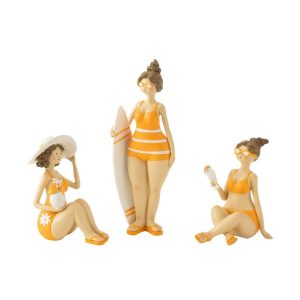 BEACH LADIES RESIN ORANGE ASSORTMENT OF 3