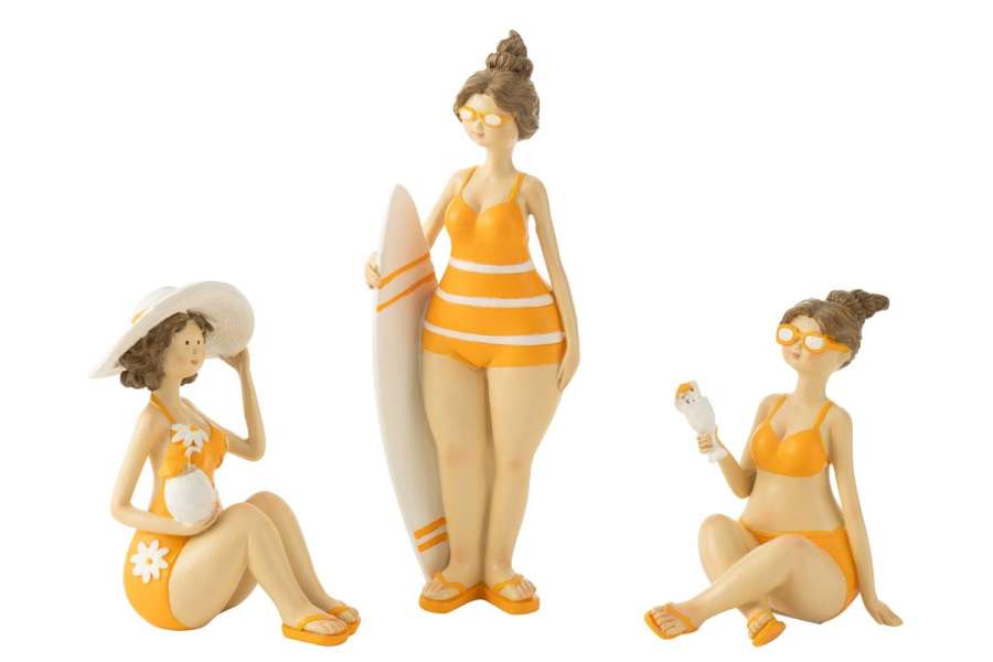 BEACH LADIES RESIN ORANGE ASSORTMENT OF 3
