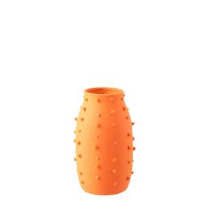 VASE RUBY DOTS STONEWARE ORANGE SMALL