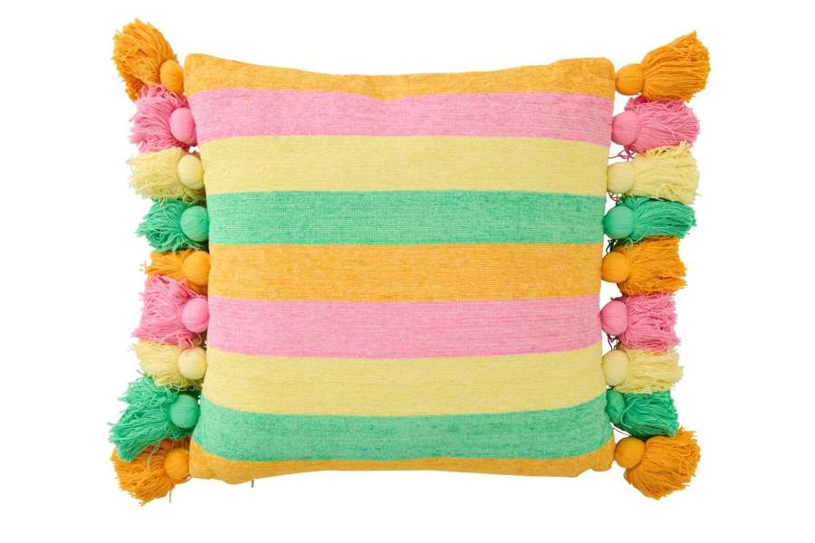 CUSHION TASSELS STRIPED COTTON MULTI