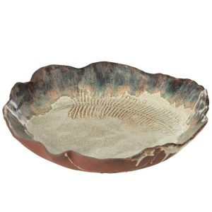 TRAY DECORATIVE NAGA CERAMIC RUSTY BROWN LARGE