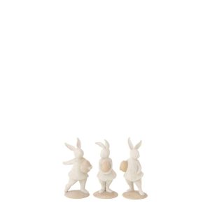 RABBIT EGG RESIN BEIGE ASSORTMENT OF 3