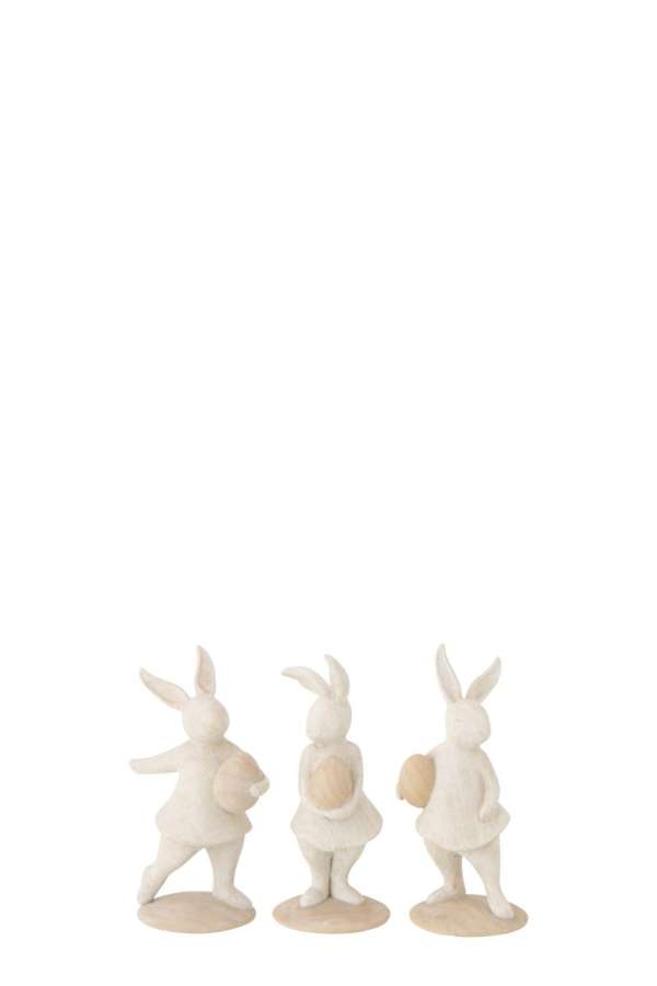 RABBIT EGG RESIN BEIGE ASSORTMENT OF 3