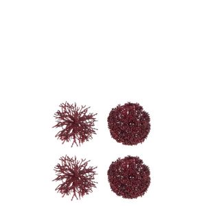 BOX OF 4 BALL HANGER ROUND/CORAL PLASTIC RED