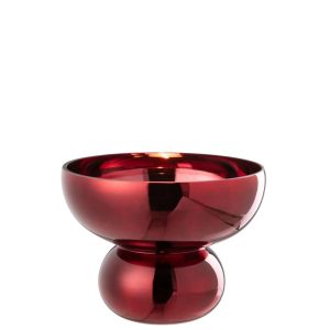BOWL ROUNDED FOOT GLASS DARK RED