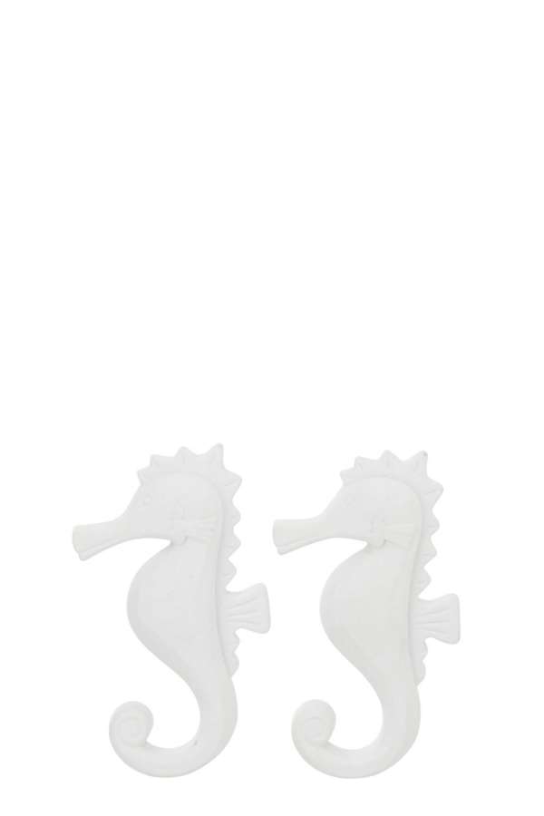 SET OF 2 SEAHORSE DECORATIVE MDF/ROPE WHITE