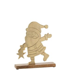 SANTA STAR ON BASE ALUMINIUM/WOOD GOLD LARGE