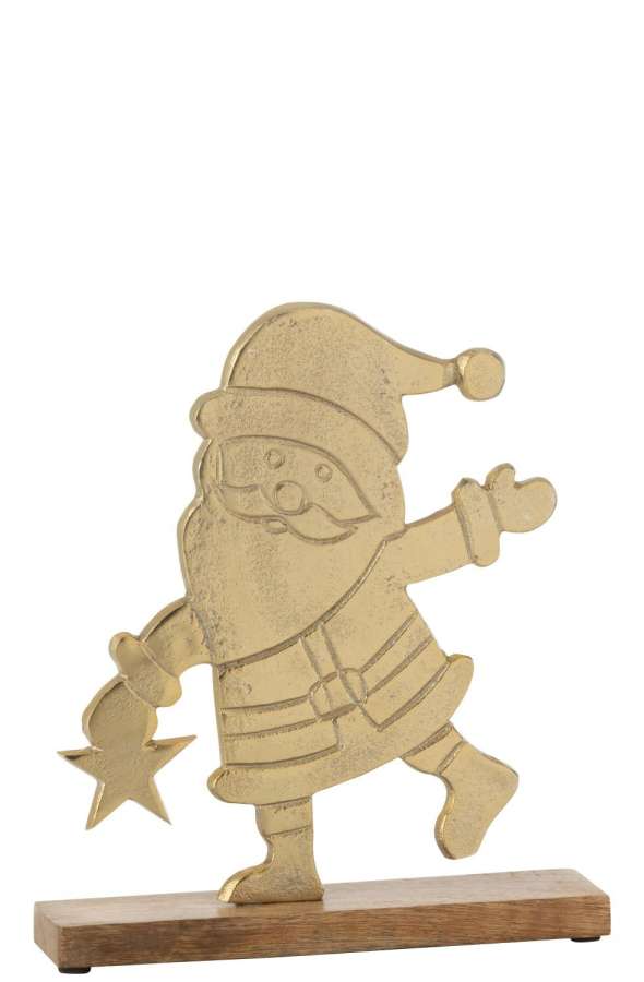 SANTA STAR ON BASE ALUMINIUM/WOOD GOLD LARGE