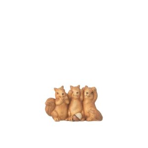 SQUIRREL THREE SEE/HEAR/SPEAK PORCELAIN BROWN