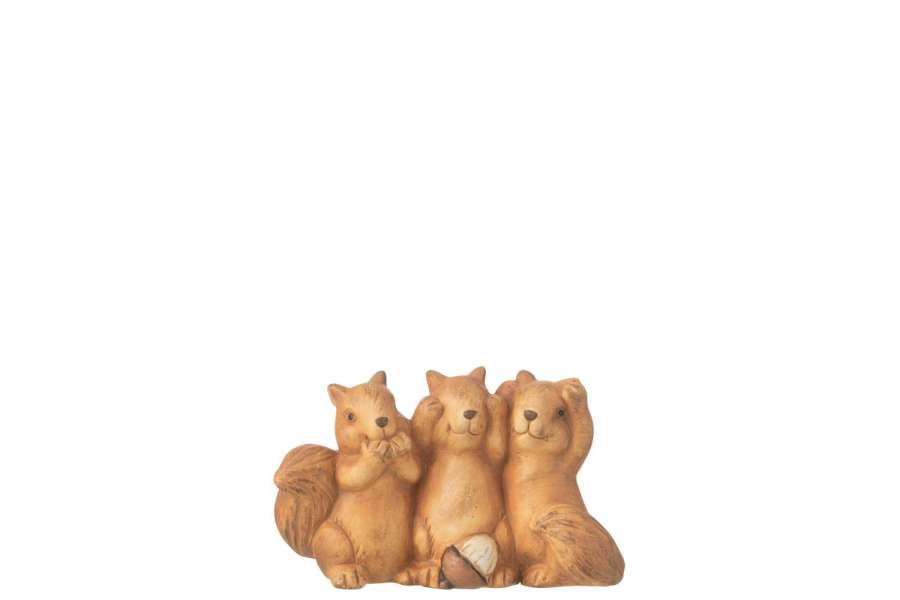 SQUIRREL THREE SEE/HEAR/SPEAK PORCELAIN BROWN