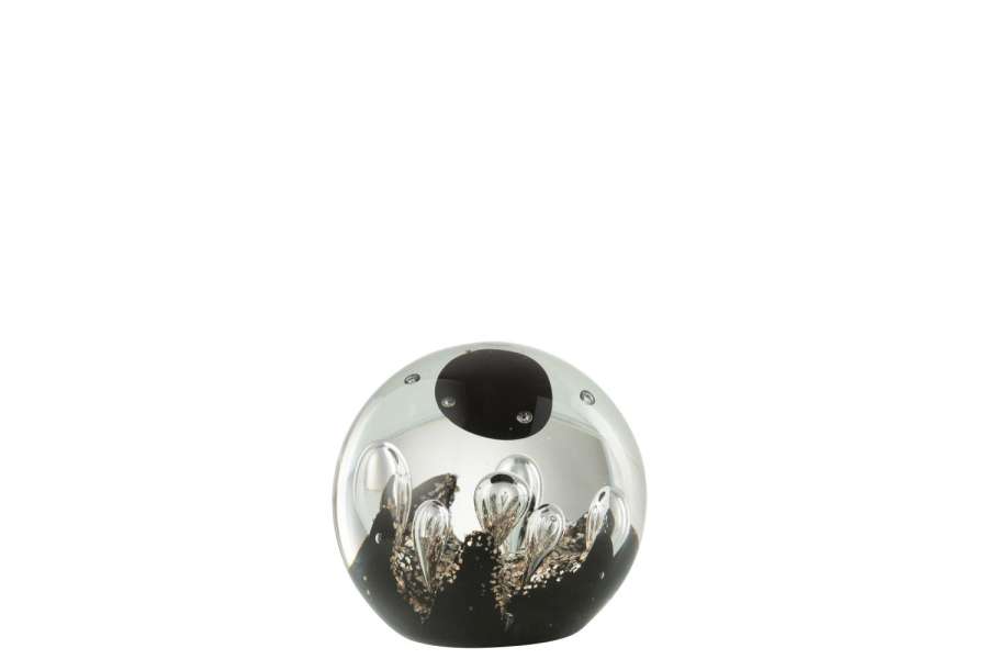PAPERWEIGHT MAGIC GLASS GOLD/BLACK SMALL