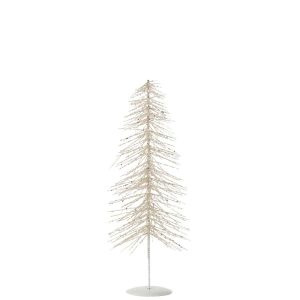 CHRISTMAS TREE DECO GLITTERS METAL/PLASTIC WHITE/SILVER MEDIUM