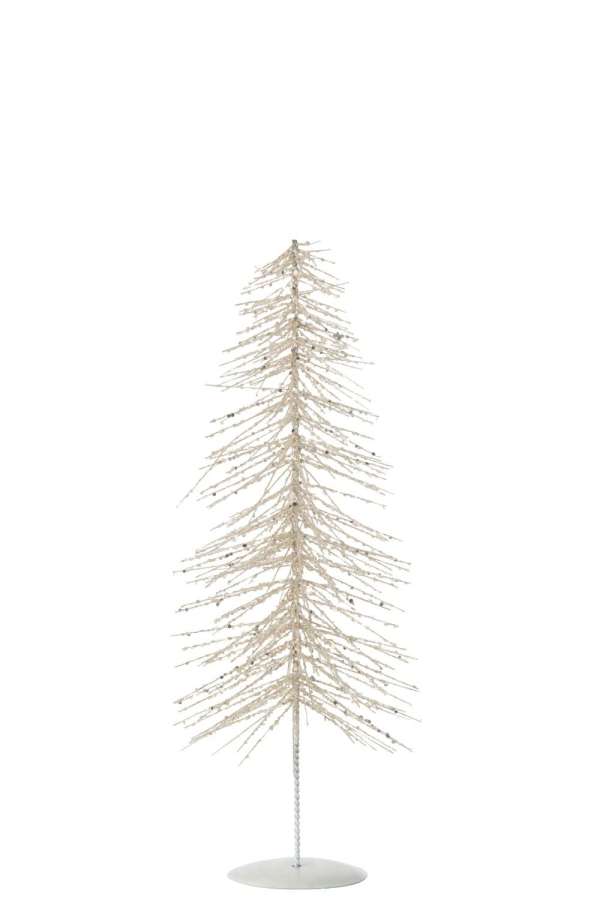 CHRISTMAS TREE DECO GLITTERS METAL/PLASTIC WHITE/SILVER MEDIUM