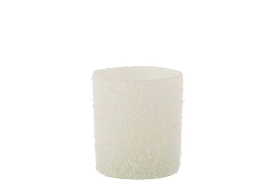 TEALIGHT HOLDER SNOWY GLASS WHITE SMALL