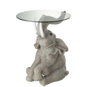 TABLE ELEPHANT POLY/GLASS GREY