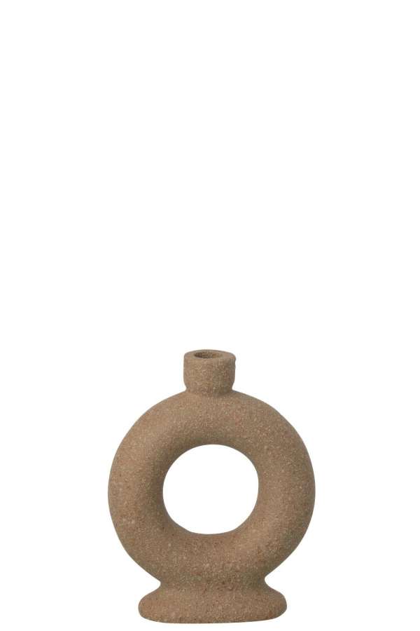 VASE SOLIFLORE 1 RING STONEWARE TAUPE SMALL