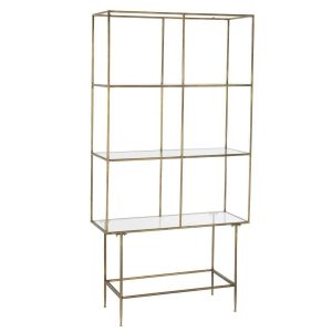 RACK 3 SHELVES METAL/GLASS GOLD