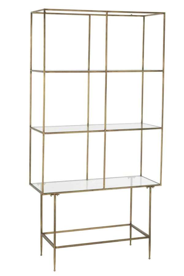 RACK 3 SHELVES METAL/GLASS GOLD