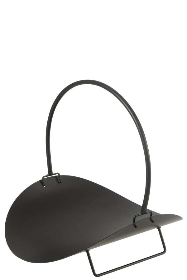 WOOD BASKET NEW METAL BLACK