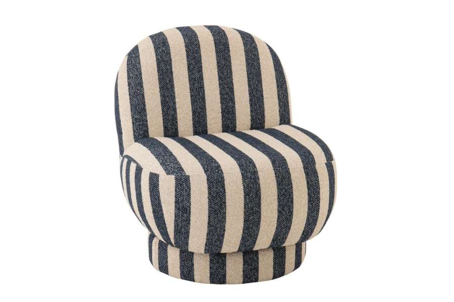 LOUNGE CHAIR STRIPED FABRIC BLUE/OFF-WHITE