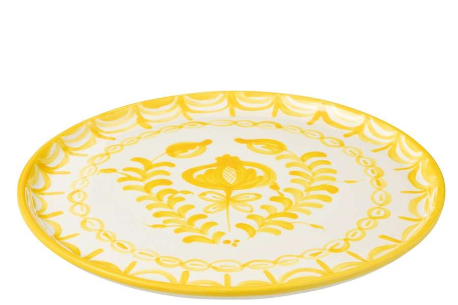PLATE GRANADA CERAMIC WHITE/YELLOW