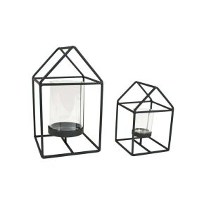 Hus Metall M/Lysholder Liten 12X17Cm