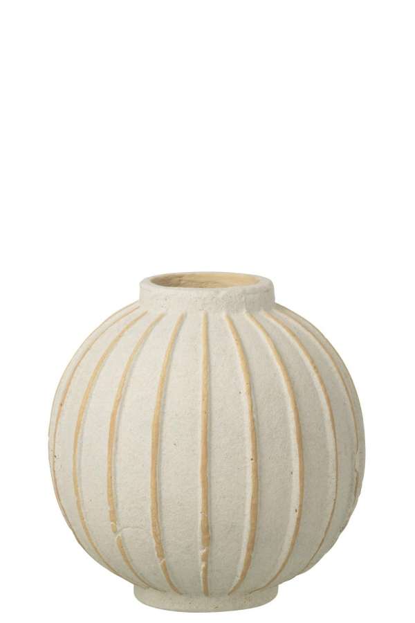 VASE BALL STRIPED TERRACOTTA OFF-WHITE/BEIGE SMALL