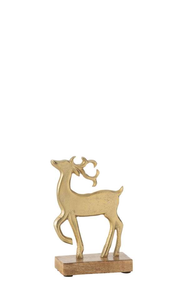 REINDEER ON BASE ALUMINIUM/WOOD GOLD SMALL