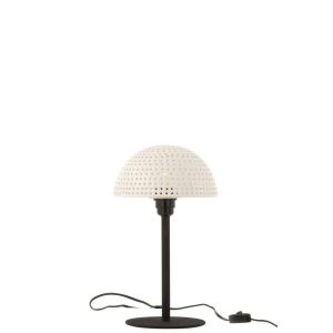 TABLE LAMP MUSHROOM DOTS METAL SHINING WHITE/BLACK SMALL