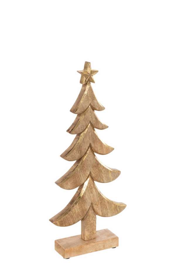 CHRISTMAS TREE MANGO WOOD GOLD LARGE
