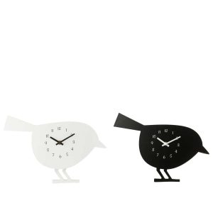 WALL CLOCK BIRD MDF BLACK/WHITE ASSORTMENT OF 2