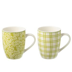 BOX OF 2 MUG CERAMICS GREEN