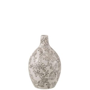 VASE ZEN ROUND PORCELAIN WHITE/BLACK